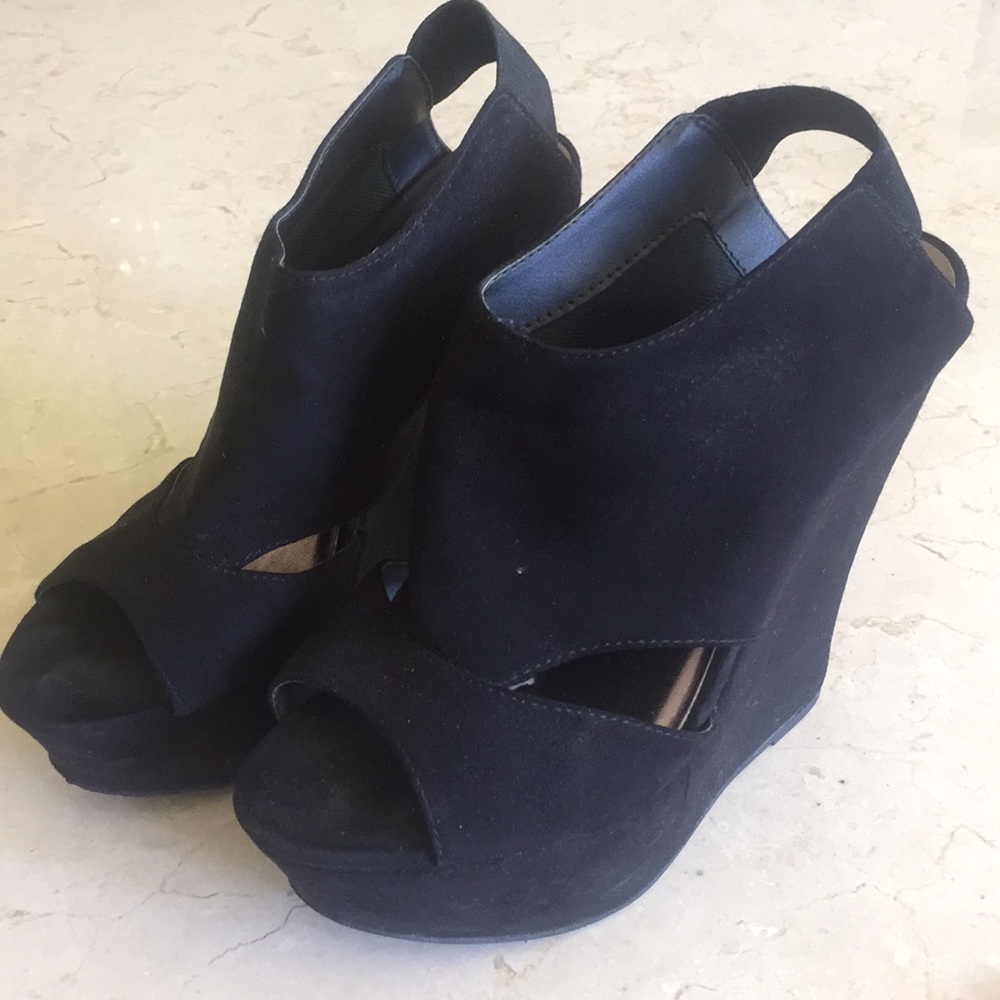Black Suede Madden Girl Wedge